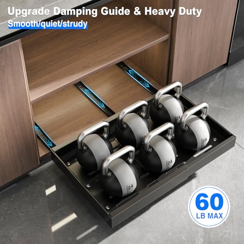 Mustorn 2 Pack Pull Out Cabinet Organizer, Expandable Slide Out Drawers for Kitchen Cabinets Peel and Stick Pullout Drawer Heavy Duty Sliding Shelves for Cupboard, Pantry, Bathroom(16.5" Deep, Black) - color: Black, size: 16.5"D*(12.6-20.5"W)*2.95"H