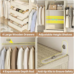 Aheaplus Closet System, 4-9Ft Closet Organizer with 4 Wooden Drawers, Wood Closet Organizer System with Tower, Walk-in Closet Organizer Wardrobe Garment Clothes Rack with 4 Hanging Rods, 2White Oak - color: White Oak