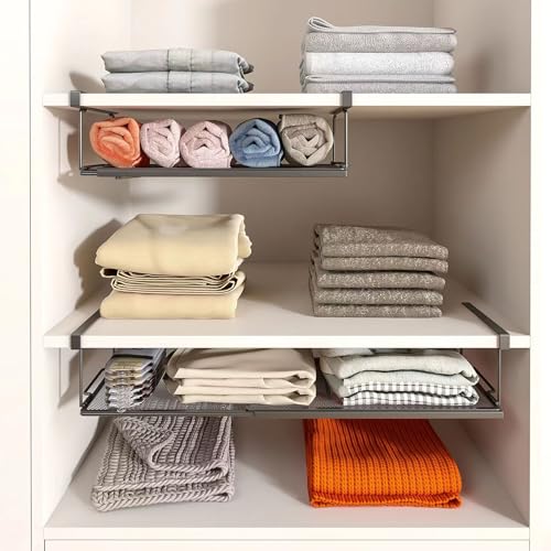 Expandable Under Cabinet Shelf, Extendable Under Shelf Storage with 0.94 Inches Thick Clips for Pantry Cabinet, Laundry Room, Shoe Rack. (Black, 1 Pack, Interior: 3.66" H x 8.26" D) - color: Black-3.66"h X 8.26"d-0.94" Thick Clip, size: 1 Pack