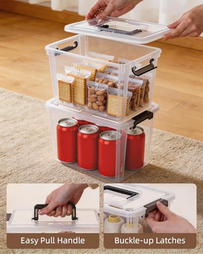 ITYLIFE CITYLIFE Citylife 4 Packs Plastic Storage Bins with Latching Lids Clear Storage Box with handle Stackable Storage Containers for Organizing Toys, Crafts, Legos, Tools - size: 4 Packs (10.31"L x 7.28" W x 6.1"H)
