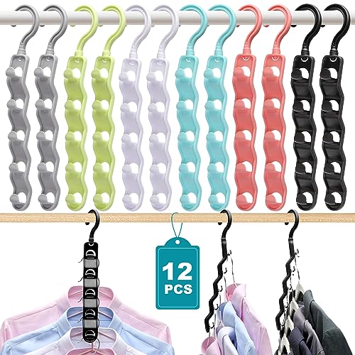 Closet Organizers and Storage,Upgraded Organization and Storage Clothes Hanger,12 Pack College Dorm Room Essentials,Sturdy Closet Organizer Home Essentials Space Saving Hangers for Thick Clothe - size: 12Pack