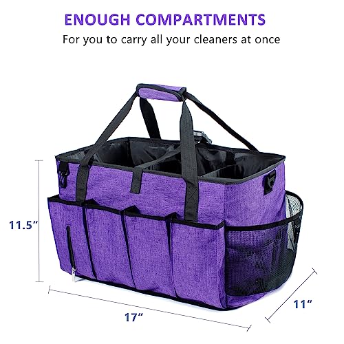 XL Professional Cleaning Caddy for Cleaning Suppliers, 17" Wearable Cleaing Bag for Housekeepers, Cleaning Organizer, Detailing Bag - color: Purple, size: X-Large