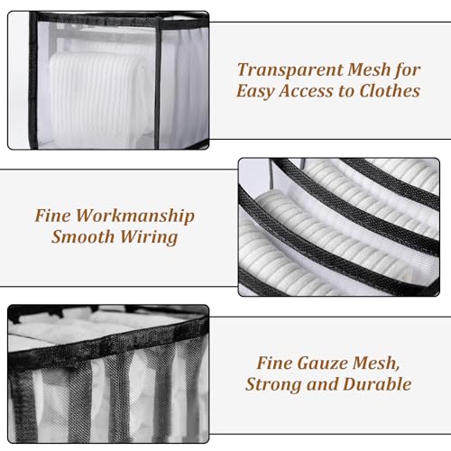 2 Pack Sock Underwear Organizer Dividers, 14 Cell Drawer Fabric Foldable Cabinet Closet Storage Boxes for Ties(Black) - color: Black, size: 14 Cell