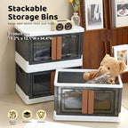 AJP Distributors 3 Pack of 8.5 GAL Stackable Storage Bins with Lids, Plastic Collapsible Totes, Folding Box Storage Containers, Stacking Wardrobe Closet Organizer For Home Office Clothing Books