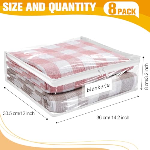Plastic Storage Bags with Easy-Glide Zipper, Pack of 8, Durable Clear Vinyl Zippered Storage Bags for Clothes Sweaters Comforters Blankets Sheets Bedding (14.2 x 12 x 3.2 Inch, White) - color: White, size: 14.2 x 12 x 3.2 Inch - 8 Pack