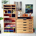 5 Flat Drawer Organizer for Home or Office Desk - Wooden Chest of Drawers - File Organizer with Drawers & 1 Paper Tray Slot - Desk Organizer w/ Storage Drawers & Label Holders - Wood File Box