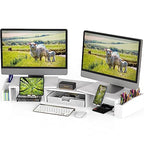 Simple Houseware Desk Dual Monitor Stand Riser with Drawer, White - color: White