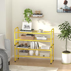 SUFAUY 2-Tier 33" Wide Shoe Rack, Closet Metal Wire, Stackable, Gold - color: Gold, size: 2 Tier