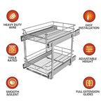 JOWBOOW 2 Tier Pull Out Cabinet Organizer (11" W x 22" D), Roll Out Shelves and Drawer for Kitchen Pantry Storage Basket, Heavy-Duty Metal Sliding Shelf - size: 11 x 22 Inch