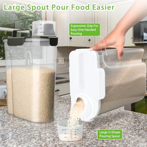 Viretec Rice Storage Container, 5 to 10lb Dry Food Airtight Dispenser, Pet Dog Cat Food Canister, BPA Free Clear Plastic Kitchen and Pantry Organization Bin for Oatmeal, Grain, Cereal, Pasta, Flour - color: 6L/Grey