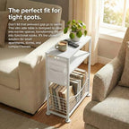 Skinny Side Table with Storage, 3 Tier Slim Side Tables for Small Spaces, Skinny End Table Narrow Bedside Table Narrow Side Table for Living Room, Bedroom - color: White