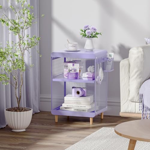 SYKIARIOL Kids Nightstand,Kids Bedside Table,Teen Girls Night Stand,Toddler Night Stand,End Table for Girls Room Storage,Purple Nightstand - color: Purple