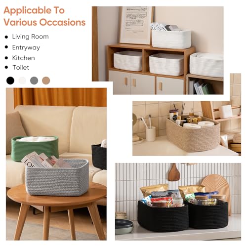 OIAHOMY 4 Pack 14.17*11.02*6.3IN Storage Baskets for Organizing Shelves, Woven Rope Baskets for Organizing Books, Clothes, Decorative Basket for Living Room, Nursery, Bedroom, Gift Basket, Brown - color: Brown