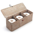 Whitewash Seagrass Tank Basket with Lid Woven Toilet Roll Storage Basket with Sections Rectangular for Organize Snack Toys (Large Compartment 16.5inch L x 5.5inch W x 5.5inch H) - color: Whitewash