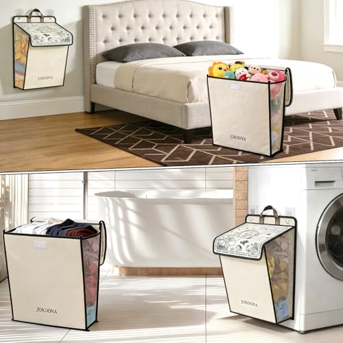 Flower Wall Hanging Laundry Basket, Collapsible Laundry Hamper with Handle & Laundry Balls,Space-Saving Foldable Storage Dirty Washer Organizer Bin Multi-function Container Durable, Set of 2 - color: Flower