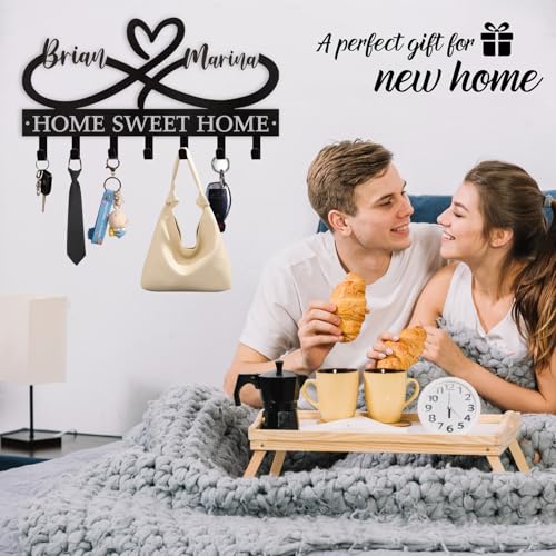 Dyoart Personalized Couple's Name Key Rack, Wall Mounted Metal Key Holder for Housewarming Gifts,ignent Bedding - color: 01 Heart