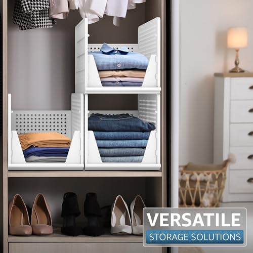 Sorbus Stackable Shelf Organizer Baskets – Plastic Closet Organizer for Clothes, Pantry, Bathroom, Kitchen & Garage – Open Front Storage Bins for Cabinets, Countertops & Under Shelf Organization - size: 3 XL