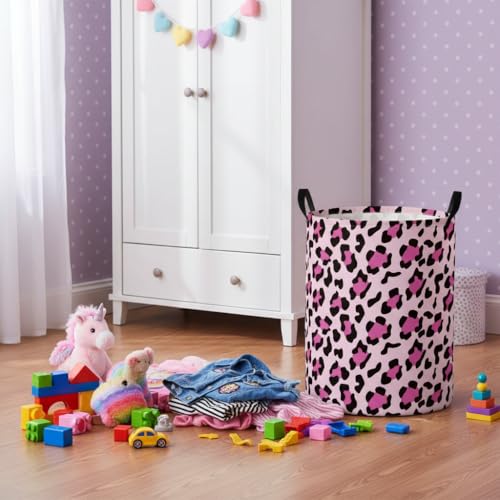 Baby Laundry Basket Baby Nursery Hamper Kids Laundry Basket Toy Storage Bin for Boys Room Decor Gift Baskets for Bedroom Bathroom(Leopard) - color: Leopard