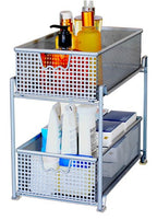 DecoBrothers 2 Tier Bathroom Storage Organizer with Pull-Out Drawer, Silver - color: Silver