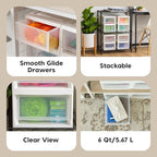 IRIS USA 6 Qt. Plastic Drawer Storage Organizer Stacking Drawers, 2-Pack, Stackable Unit with Sliding Drawer for Bedroom Kitchen Under Sink Pantry Craft Room Bathroom Dorm Office, White - size: 6 Qt., style: 2 Pack