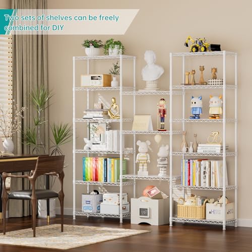 SINGAYE 8 Tier Shelf Organizer Storage Metal Shelves Garage Wire Shelving Unit Pantry Rack Adjustable Standing Storage for Kitchen Closet Laundry Bathroom Pantry 12" D x 22" W x 74" H White - color: White, size: 8Tier/12"D X 22"W X 74"H