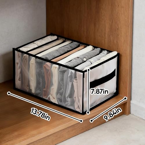 9 Grid Drawer Organizer Clothes Storage Box with Handle Large Capacity Fabric Dresser Organizer for Jeans Shirts Closet Use - color: 9 Grid Black