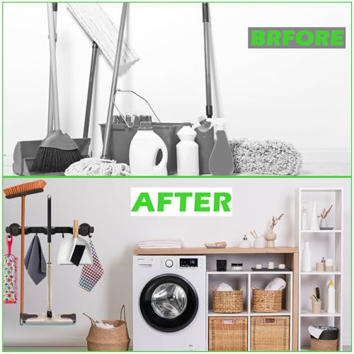 Strong Magnetic Mop Broom Holder, Heavy Duty Magnetic Mop Hanger for Refrigerators, Anti-Slip Magnet Wall Mounted Broom Holder Storage Rack for Laundry Garage Kitchen Workshops Shed - size: Black D57 Magnetic Broom Holder