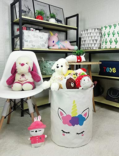 QUEENLALA Large Storage Basket,Laundry Hamper/Bathroom/Home Decor/Collapsible Round Storage Bin,Boys and Girls Hamper/Boxes/Clothing(Golden Unicorn) - color: Golden Unicorn