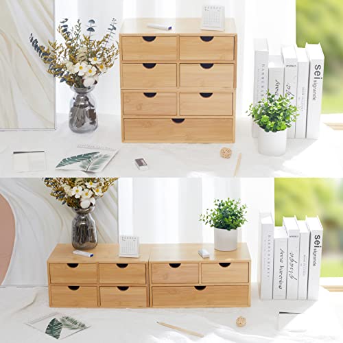 Charmewooden Bamboo Desk Organizer With Drawers Countertop Drawers Counter Storage Box Corner Desk Organizer for Home Office No Assembly Required (3 Drawers) - style: 3 Drawers