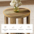 Tribesigns Side Table, 2-Tier Round End Table, Small Bedside Accent Furniture for Living Room, Bedroom (1, Brown)
