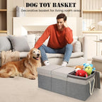 Extra Large Dog Toy Basket With Lid, Foldable Dog Toy Box for Living Room Area, 29.5" Basket for Dog's Toys, Clothes, Organizers and Storage with Hard Board, Anti-slip for Pet Supplies