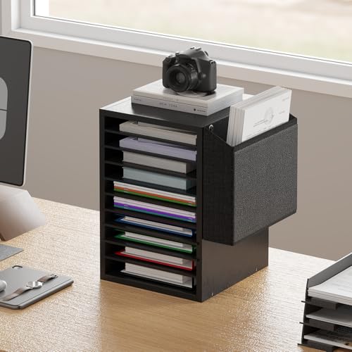 Unionly, Office Mail Sorter, Wooden Paper Organizer With Storage Bag, 10 Tier Adjustable Classroom Mailbox, Removable Classroom Organization, Teacher Desk Organization for Office, Study, Black - color: Black, size: 10 Slots