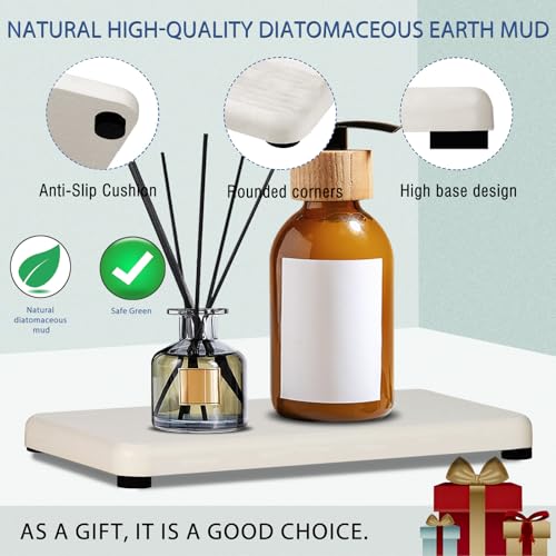 4PCS Water Absorbing Stone Tray, Quick Drying Diatomite Stone Sink Tray, Water Absorbent Stone Coasters for Bathroom Counter, Kitchen Soap Dish Holders Toothbrush Holders in Modern Home - color: White