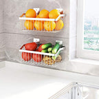 Kitchen Storage Metal Wire Fruit Basket - SUS304 Stainless steel Organizer Storage Bin Baskets for Bathroom - Space Saving Design for Pantry Organization （Silver） - size: 11.8Inch 1PCS