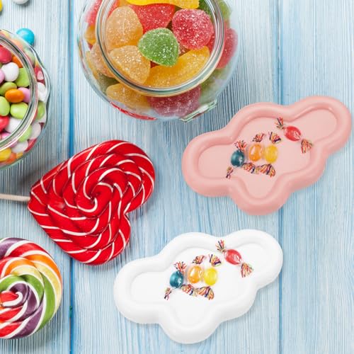 PATIKIL Cloud Jewelry Trinket Dish Tray, Gift Tray for Women Candy Cute Tray Holder Ring Earring Necklace Perfume Storage Key Organiser Decorative Plate, White