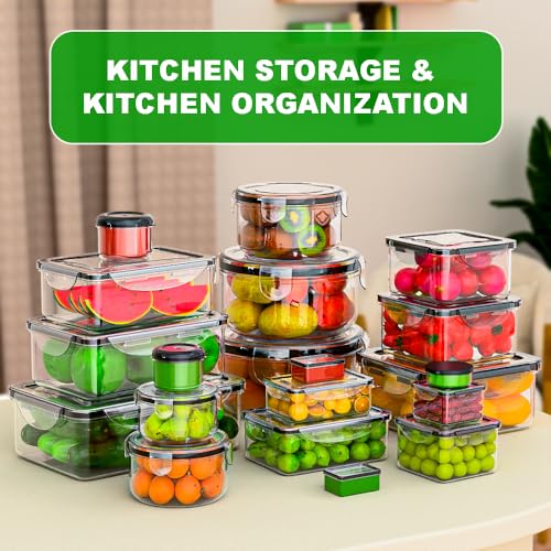 54 Pcs Food Storage Containers with Lids Airtight, (27 Containers &27 Lids) Reusable BPA-Free Plastic Food Containers for Kitchen Organization, Leak Proof Freezer/Microwave Safe Meal Prep Lunch Boxes - color: 54 Pcs