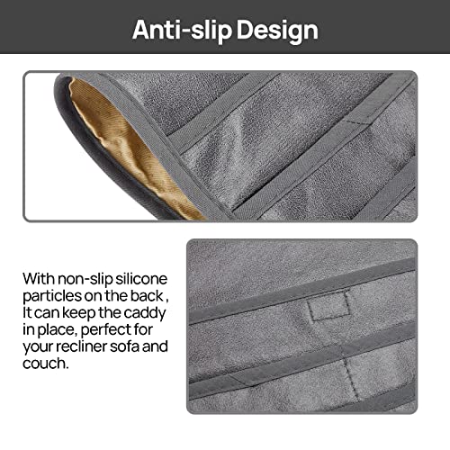 Teniux Remote Control Holder Faux Leather Armrest Organizer with 6 Pockets for recliner couch sofa, Armchair Caddy for Smart Phone, Book, Magazines, Ipad, Remotes (Dark Grey) - color: Dark Grey