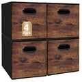 Fabric Storage Cubes, Collapsible Imitation Wood Organizer bins with 2 Handles - Set of 4, Fit Cube Storage Unit, for Clothes, Bedroom, Brown and Black (Medium-11.8in x 11.8in x 11.8in-4 Pack) - size: Medium-11.8in x 11.8in x 11.8in-4 Pack