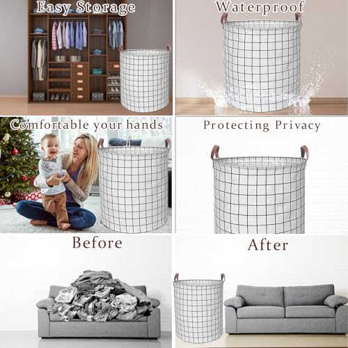 Waterproof Laundry Hamper Collapsible Laundry Basket Leather Handle Laundry Bag Large Clothes Storage Toy Organization for Bathroom Bedroom Laundryroom College Dorms (Laundry Basket-003) - color: Laundry Basket-003
