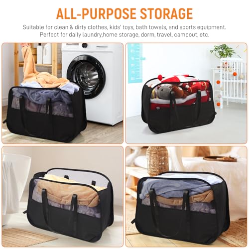 Collapsible Laundry Baskets with Easy Carry Handles, 95L Clothes Hamper for Storage, Foldable Laundry Basket Tear-proof, Large Pop Up Hampers for Laundry, Bedroom, Bathroom, Dorm Black - style: Black