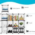 ECHOKRAFTS Wire Cube Storage Organizer, Stackable Closet Storage Basket, 4 Cube Organizer for Closet, Bedroom, Office Stackable Storage Bins, Space Saving Wire Cube Organizer