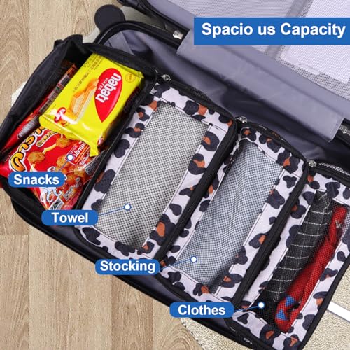 Olosar Suitcase Organizer, Travel Luggage Organizer Portable Hanging Travel Shelves Collapsible Hanging Packing Cubes for Carry on Suitcase - color: Leopard Print-S, size: Small