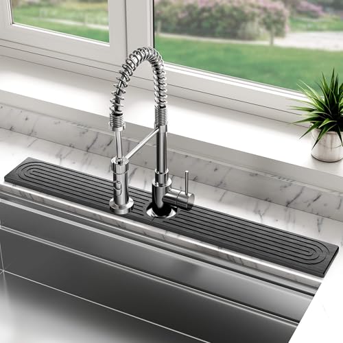 Stone Faucet Mat for Kitchen Sink, Diatomite Sink Protectors - Prevent Moisture Drying Stone Tray Fit Kitchen Counter & Bathroom Counter (Dark Gray, 30" x 4") - color: Dark Gray, size: 30" x 4"