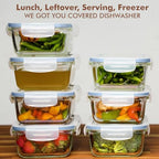 Razab 16 Pc (Set of 8) 30 Oz Glass Meal Prep Containers with Lids, Airtight Large Glass Food Storage Containers, Reusable Leak Proof BPA Free, Freezer to Oven and Dishwasher Safe - color: Baby Blue