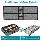 Under Bed Shoe Storage Organizer for Closet 2 Pack Fits 32 Pairs Underbed Shoes Container Boxes with Sturdy H-Handles, Foldable Shoe Rack Holder,Black - color: Black-32pairs, style: H-Handle