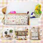Boao 3 Pcs Wildflowers Storage Bin Wildflowers Collapsible Large Storage Baskets for Gifts Canvas Laundry Basket Foldable Box with Handle for Office Home Bedroom Clothes - style: Wildflowers