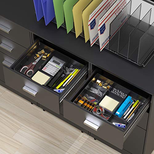 Simple Houseware Drawer Organizer Tray with 9 Adjustable Compartments, 2 Packs, Black - color: Black, size: 2 Pack