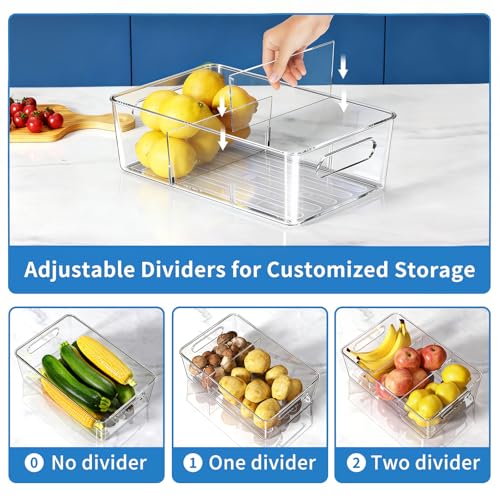 Mpotmiy 10 Pack Pantry Organizers and Storage,Clear Plastic Containers with 2 Dividers for Kitchen,Fridge Organization and Storage,Acrylic Bins for Pounches,Spice Packet,Snack organzier - style: 10pack