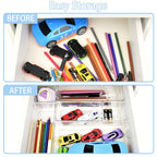Manalete Drawer Organizers Set of 15, 4 Sizes Clear Plastic Drawer Organizers and Storage Bins for Kitchen, Bathroom, Office, Dresser Desk Drawer Organizer Tray for Jewelry, Makeup, Junk, Gadgets - size: 15Pack(0-0-1-2-5-7)