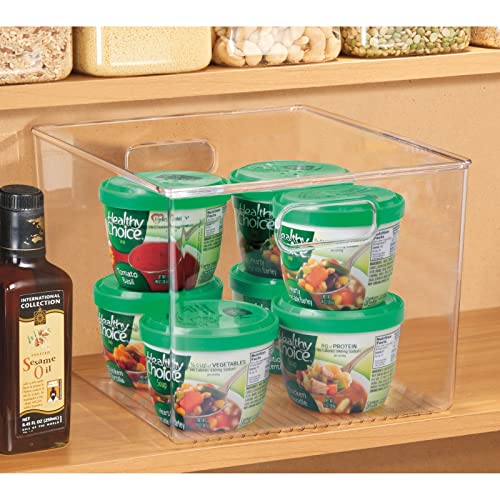 mDesign Plastic Storage Organizer Container Bin for Kitchen Organization in Pantry, Cabinet, Countertop Fridge, Refrigerator, and Freezer - Hold Food, Drink, or Snacks, Ligne Collection, 4 Pack, Clear - size: 12 x 10 x 8 (Pack of 4)